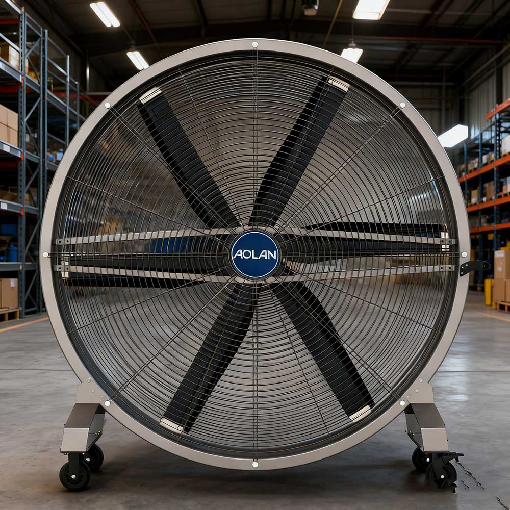 1.2m 1.5m 2m HVLS Industrial Pedestal Fan Floor Fan Portable Quiet Metal PMSM Motor 3 Years Warranty Gym Factory - Aolan